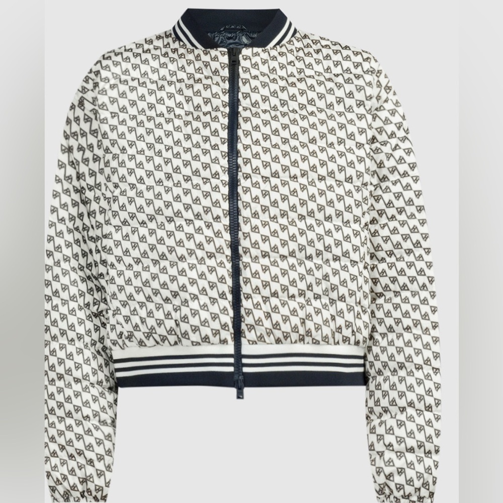 Herno White down bomber jacket with logo pattern NWT